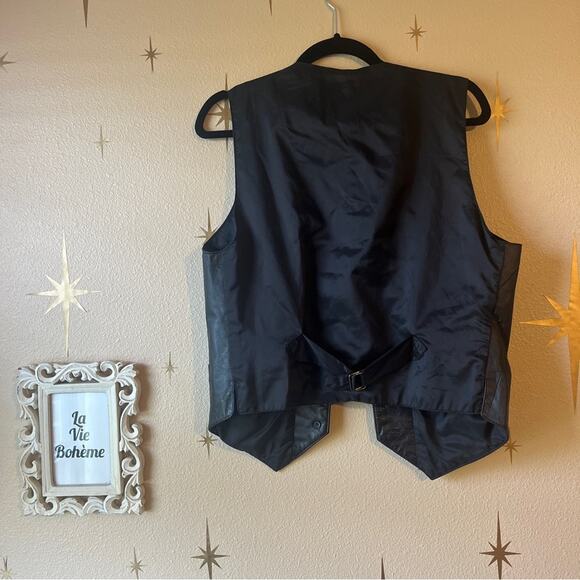 90s Wilsons Leather Classic Black 100% Leather Vest size Large EUC - Picture 11 of 15
